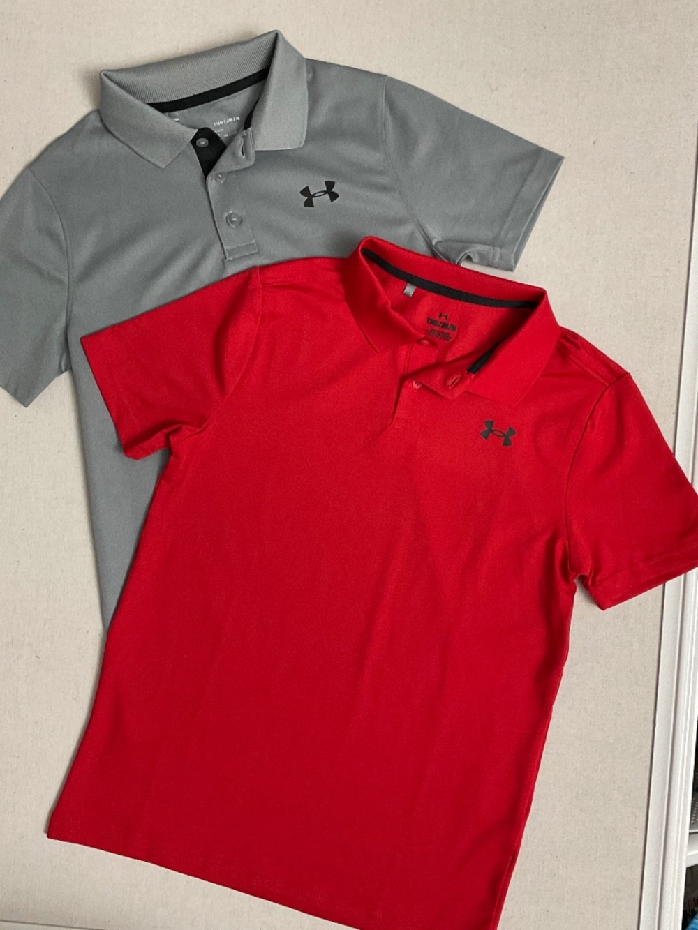 Under Armour Performance Polo 2-Pack, Red & Gray Youth Medium